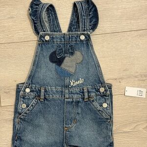 GAP Kids Blue Denim Overalls with Minnie Embroidery